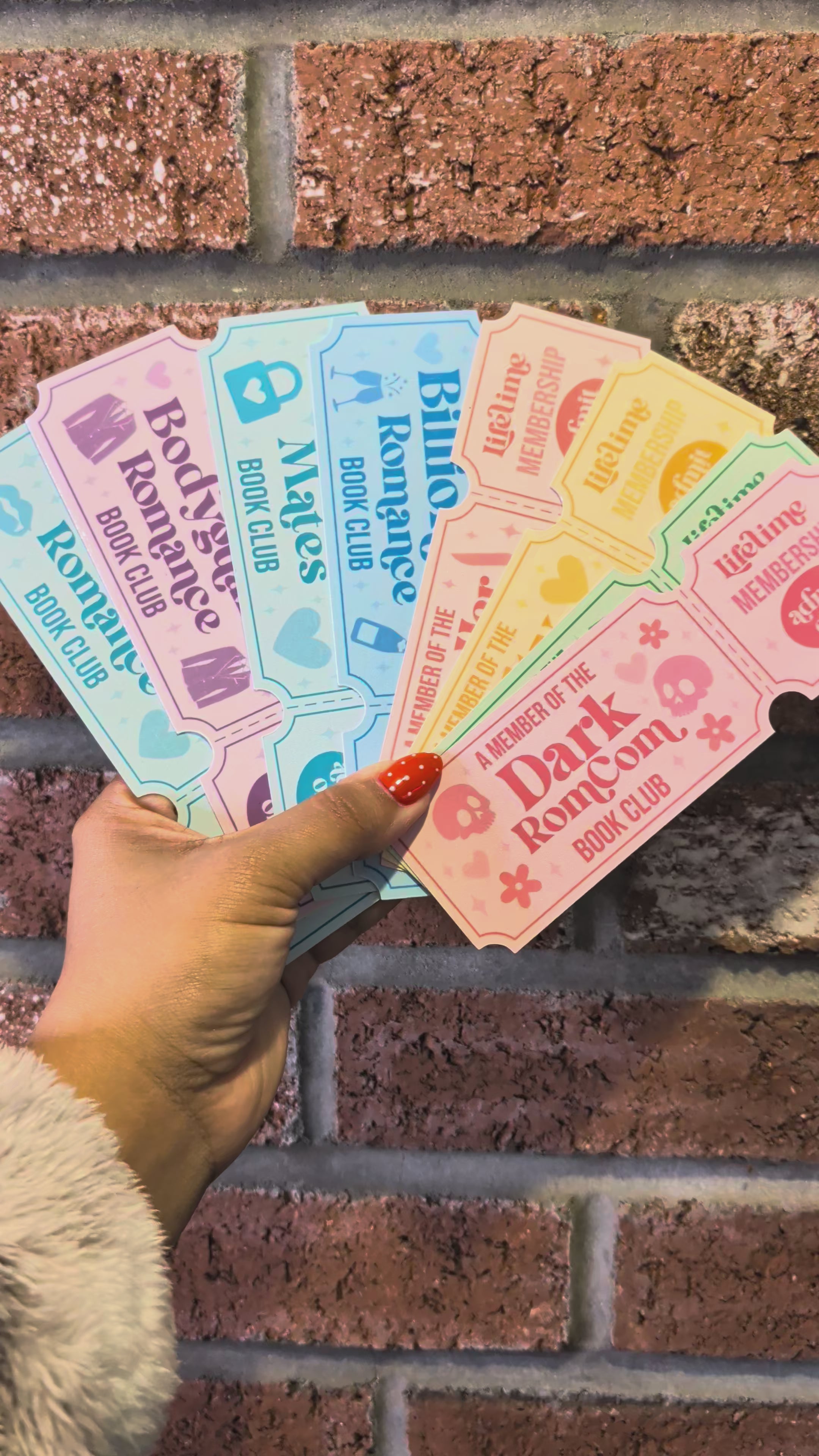 Romance Tropes "Admit One" Ticket Bookmark Collection (8-Piece Pack)