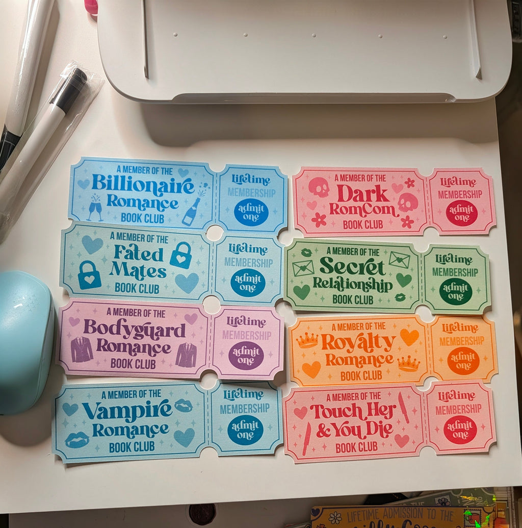 Romance Tropes "Admit One" Ticket Bookmark Collection (8-Piece Pack)